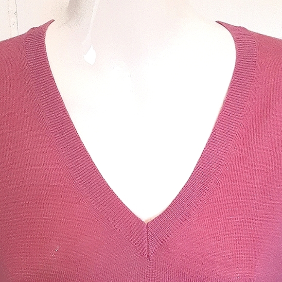 LORD & TAYLOR 100% Extra Fine Merino Wool Classic V-Neck Sweater Med - Picture 3 of 6